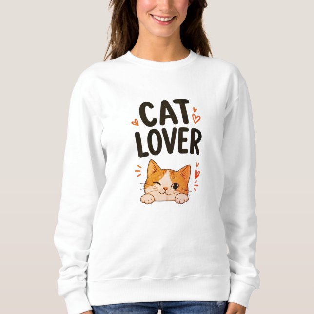 Sweatshirt Conception de chat mignonne minimale pour amateur  (Devant)