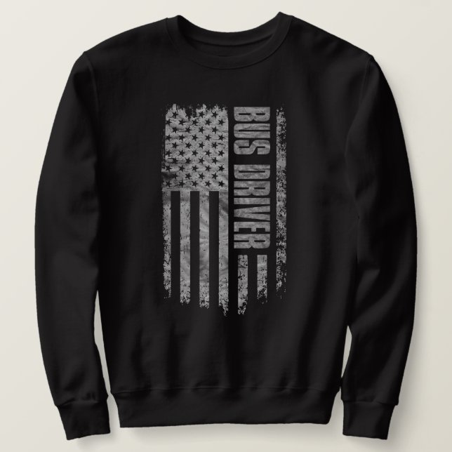 Sweatshirt Conception de chauffeur de bus USA drapeau en détr (Design devant)