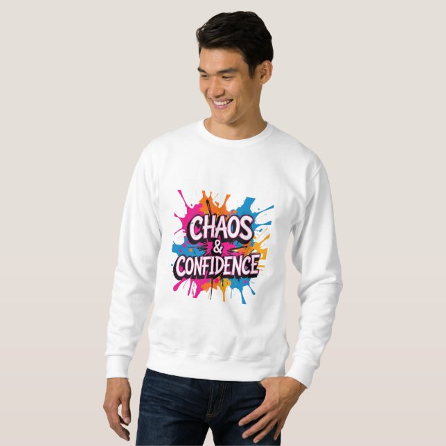 Sweatshirt Conception de citation "Chaos & Confiance" en écla (Devant entier)