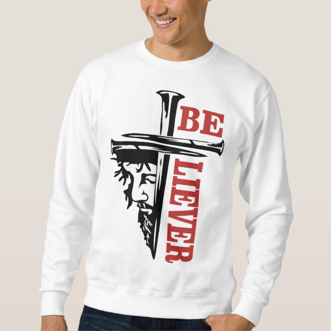 Sweatshirt Conception de clou de croix de Jésus – Puissant Ch (Devant)