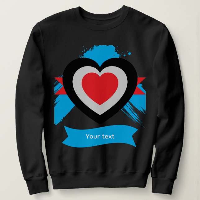 Sweatshirt Conception de cœur avec texte personnalisable modi (Design devant)