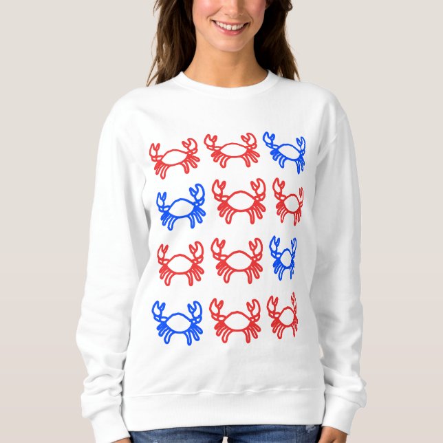 Sweatshirt Conception de crabe avec contour rouge et bleu (Devant)