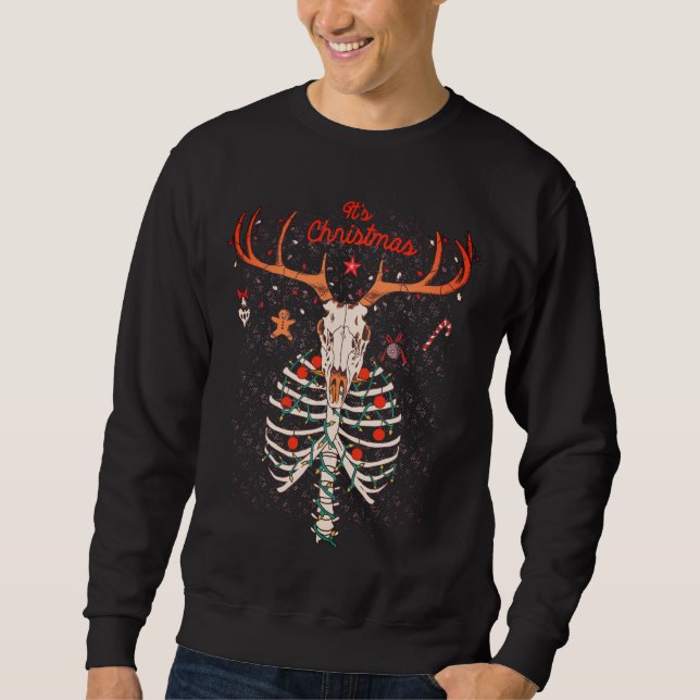 Sweatshirt Conception de crâne de cerf pour Noël (Devant)