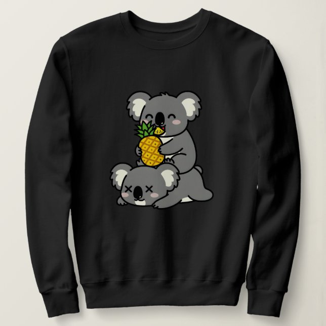 Sweatshirt Conception de dessin animé de koalas mignons mange (Design devant)