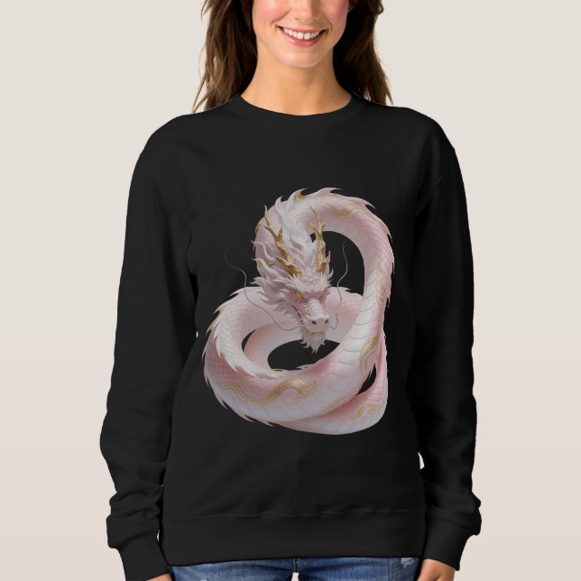 Sweatshirt Conception de fantasy de dragon en or blanc chinoi (Devant)