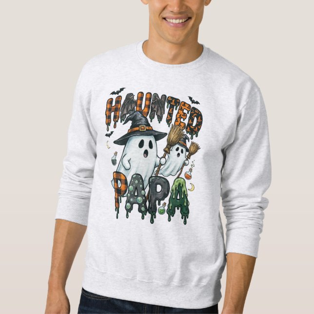 Sweatshirt Conception de fantôme de Papa Halloween ensorcelé (Devant)