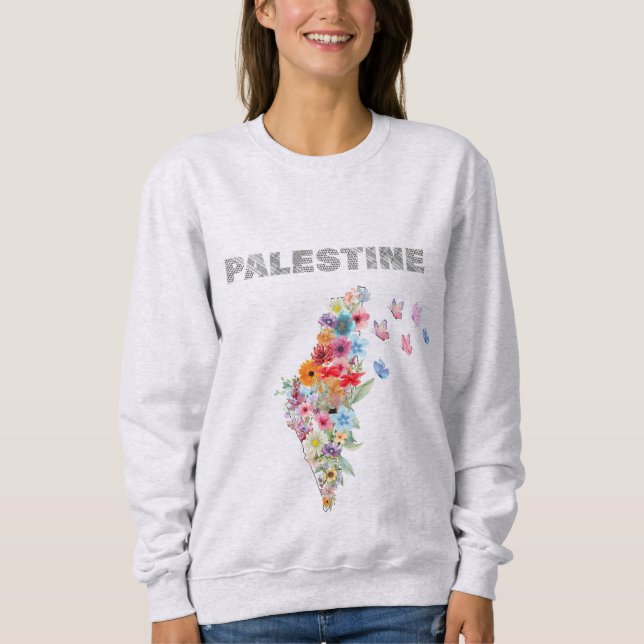 Sweatshirt Conception de la carte Floral Palestine | Pro Pale (Devant)