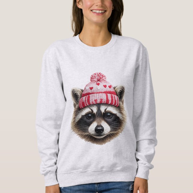Sweatshirt Conception de la Saint-Valentin de Raton Laveur Mi (Devant)