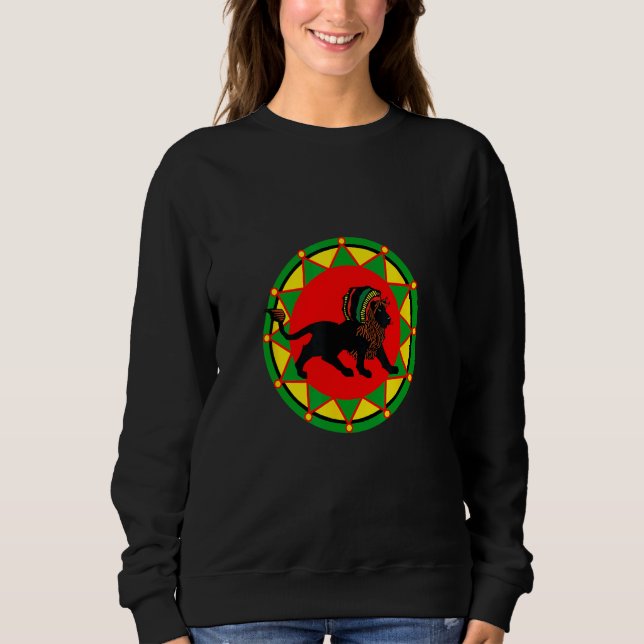 Sweatshirt Conception de lion de reggae Rasta Dreadlock noir (Devant)