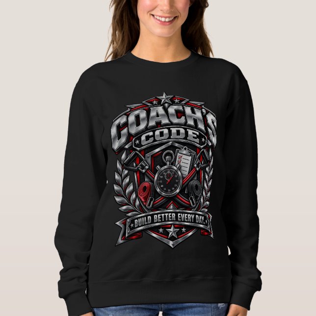Sweatshirt Conception de logo d'emblème de fitness métallique (Devant)