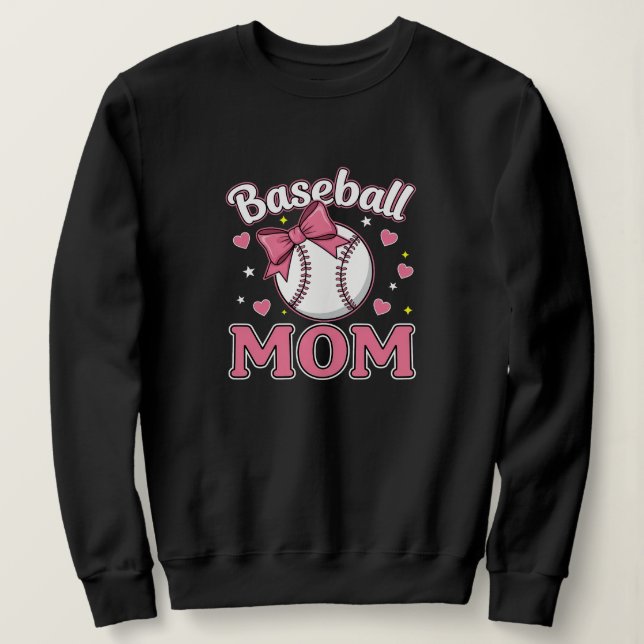 Sweatshirt Conception de maman de baseball rose mignonne (Design devant)