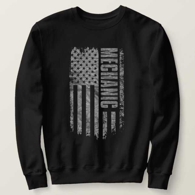 Sweatshirt Conception de mécanicien drapeau USA en détresse (Design devant)
