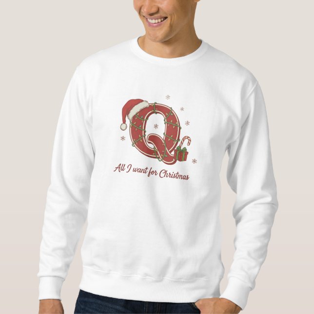 Sweatshirt Conception de monogramme de Noël à lettre Q (Devant)