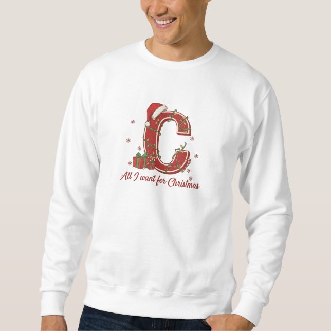 Sweatshirt Conception de monogramme de Noël avec la lettre C (Devant)