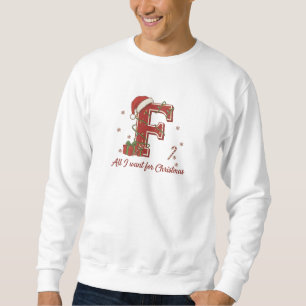 Sweatshirt Conception de monogramme de Noël avec la lettre F