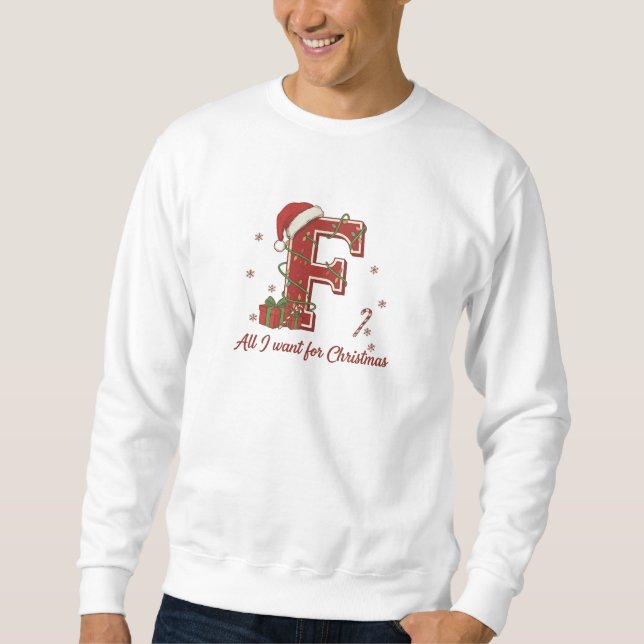 Sweatshirt Conception de monogramme de Noël avec la lettre F (Devant)