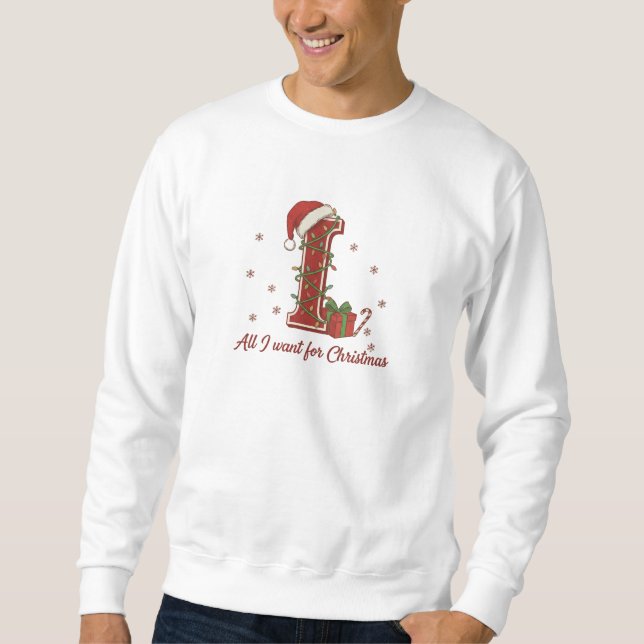 Sweatshirt Conception de monogramme de Noël avec la lettre I (Devant)