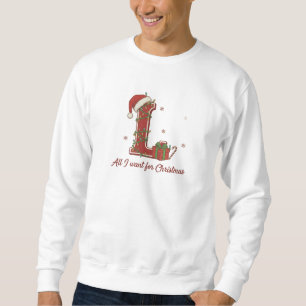 Sweatshirt Conception de monogramme de Noël avec la lettre L