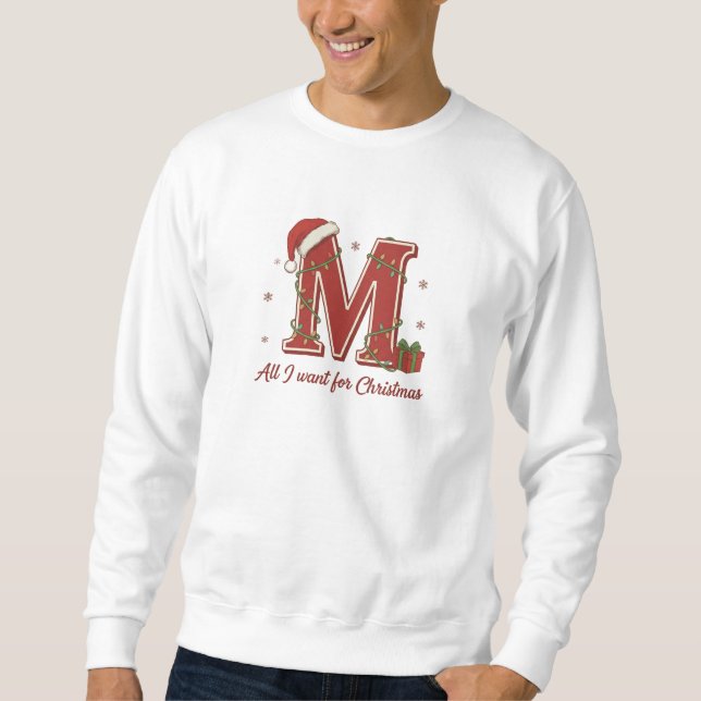 Sweatshirt Conception de monogramme de Noël avec la lettre M (Devant)