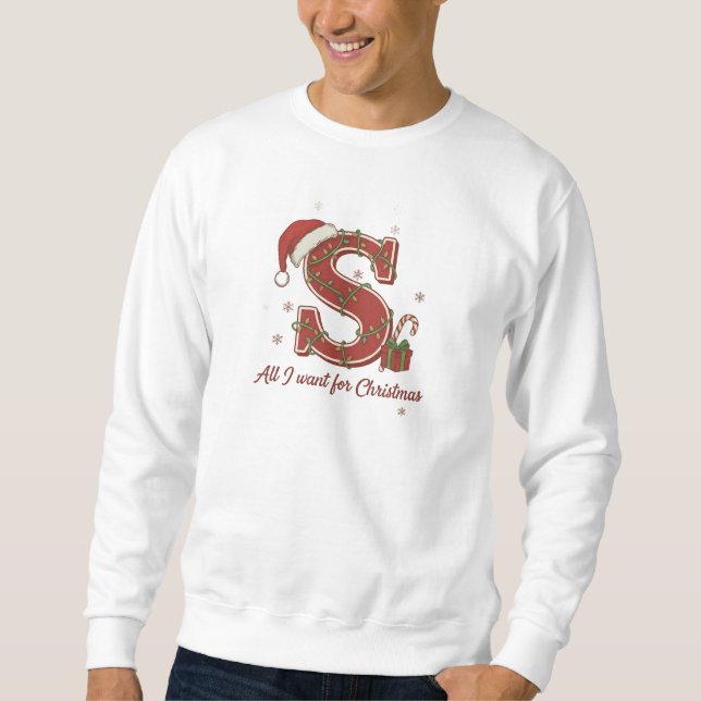 Sweatshirt Conception de monogramme de Noël avec la lettre S (Devant)