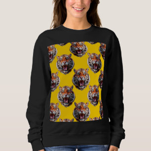 Sweatshirt Conception de motif de tête de tigre jaune