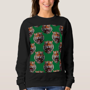 Sweatshirt Conception de motif de tête de tigre vert