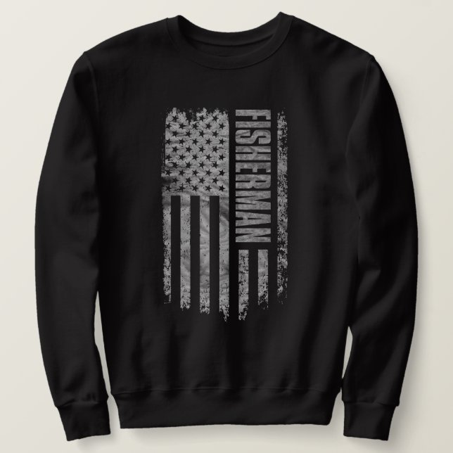 Sweatshirt Conception de pêcheur USA drapeau en détresse (Design devant)