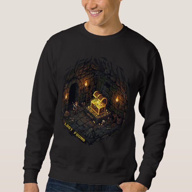 Sweatshirt Conception de Pixel Art de Donjon Fantastique avec (Devant)