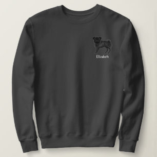 Sweatshirt Conception de race de chien Mops noir avec texte p