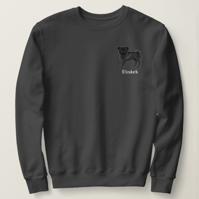 Sweatshirt Conception de race de chien Mops noir avec texte p (Design devant)