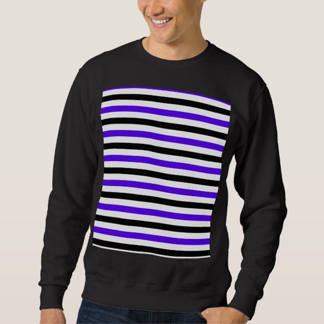 Sweatshirt Conception de rayures blanches noires et bleues (Devant)