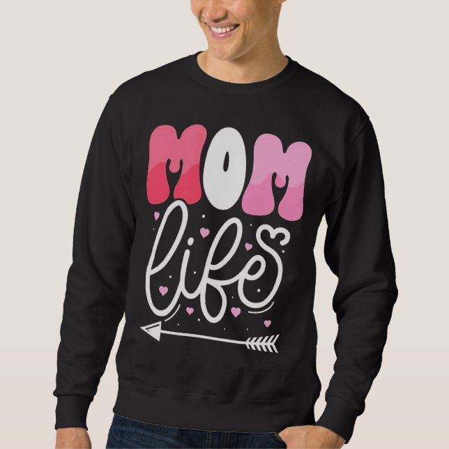 Sweatshirt Conception de script de vie de maman rose pastel é (Devant)