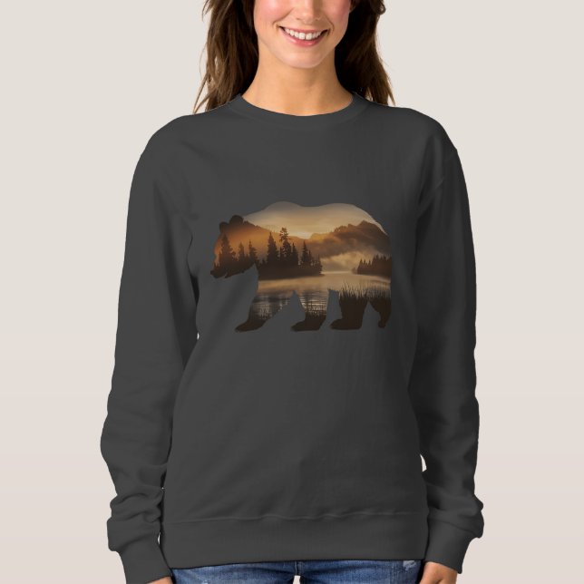 Sweatshirt Conception de silhouette d'ours avec vue sur couch (Devant)