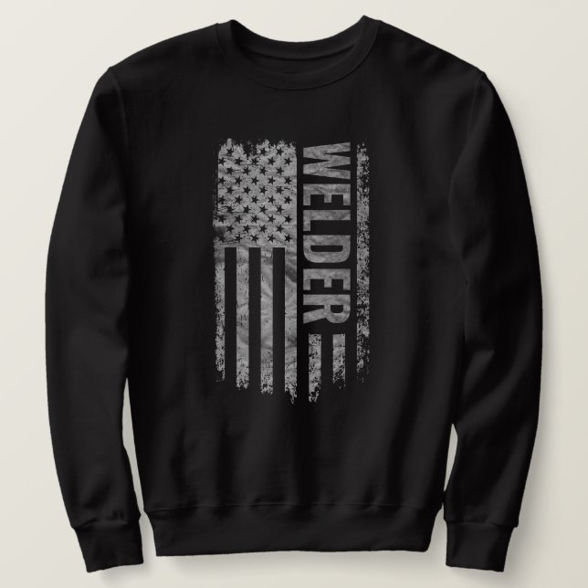 Sweatshirt Conception de soudeur de drapeau USA en détresse (Design devant)