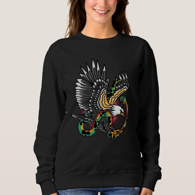 Sweatshirt Conception de tatouage aigle contre serpent (Devant)