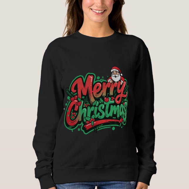 Sweatshirt Conception de vacances de Noël joyeux (Devant)
