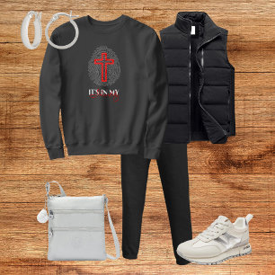 Sweatshirt Conception d'empreinte digitale de croix d'identit