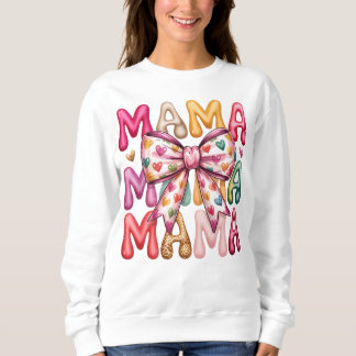 Sweatshirt Conception empilée Maman à arc Cœur Rétro