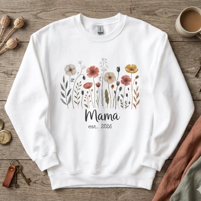 Sweatshirt Conception Florale Botanique de Fleur Sauvage Mama (Créateur téléchargé)