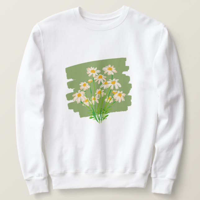 Sweatshirt Conception florale rustique sur fond vert (Design devant)