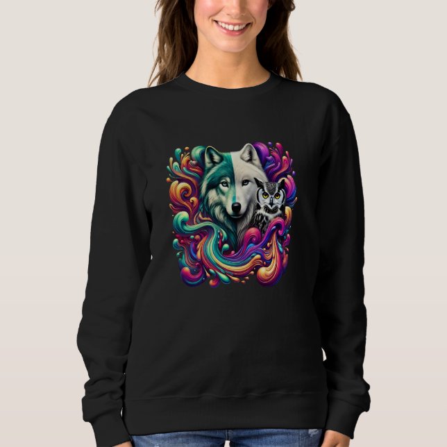 Sweatshirt Conception Graphique Mystique Du Loup Et De La Cho (Devant)