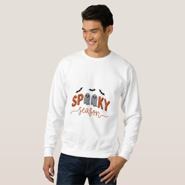 Sweatshirt Conception Halloween brodée à la main en saison éf (Devant entier)