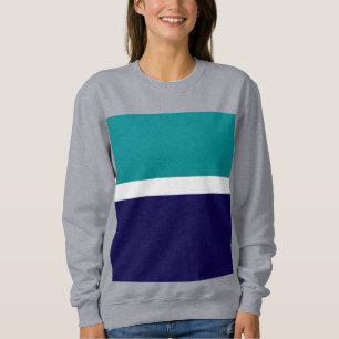 Sweatshirt Conception turquoise de blocs de couleur bleu blan