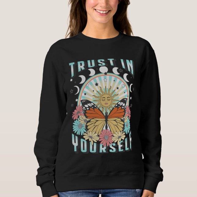 Sweatshirt Confiance en soi | Soleil céleste et papillon (Devant)