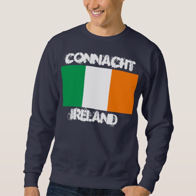 Sweatshirt Connacht, Irlande avec drapeau irlandais (Devant)