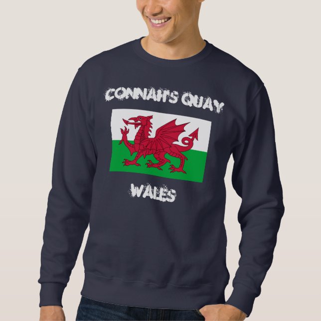 Sweatshirt Connah's Quay, Pays de Galles avec drapeau gallois (Devant)