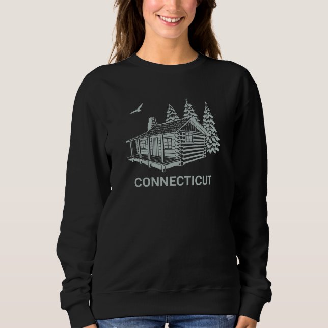 Sweatshirt Connecticut Cabin Camping Wilderness Camp Nature O (Devant)