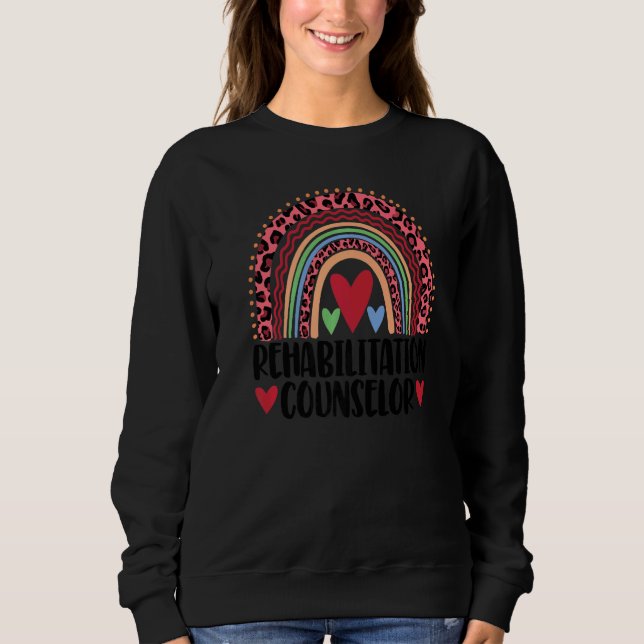 Sweatshirt Conseillère en réadaptation Femmes Leopard Rainbow (Devant)
