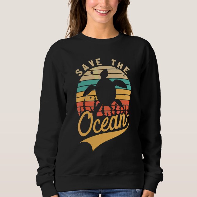 Sweatshirt Conservation des baleines Sauver l'océan Rétro (Devant)
