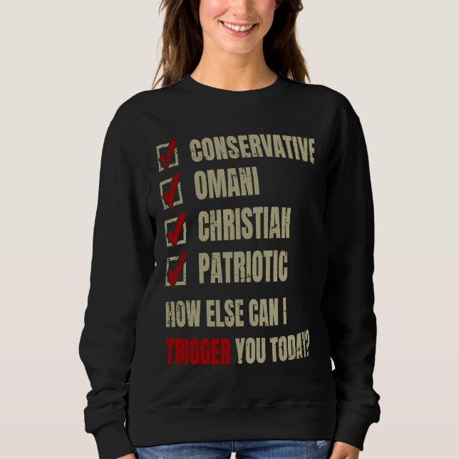 Sweatshirt Conservative Omani Christian Patriotic (Devant)